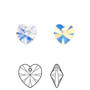 Drop 24pk crystal AB, Crystal Passions&reg; 10mm pendant heart 6228