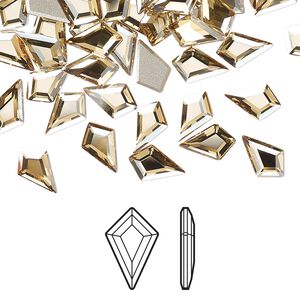Flat back 216pk crystal golden shadow foil back, Swarovski&reg; 8.6x5.6mm kite 2771