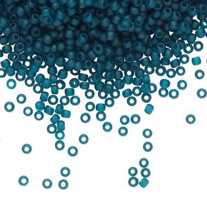 Seed bead, TOHO BEADS&reg;, glass, pkg/250g, #11 round, translucent frosted teal (TR-11-7BDF).
