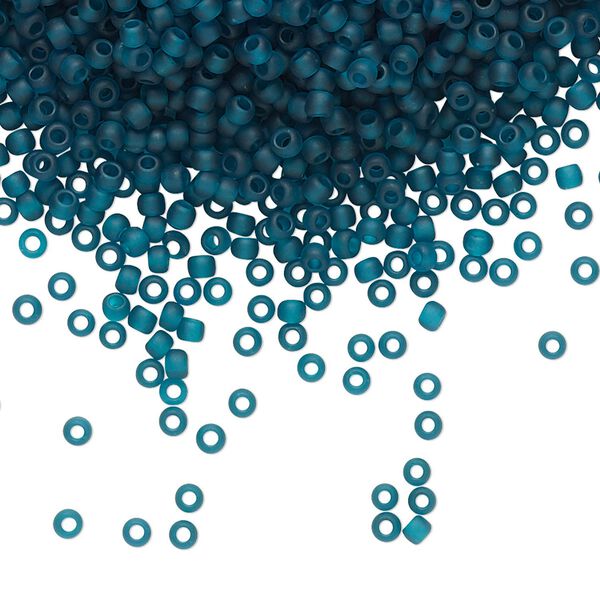 Seed bead, TOHO BEADS&reg;, glass, pkg/250g, #11 round, translucent frosted teal (TR-11-7BDF). image number 0