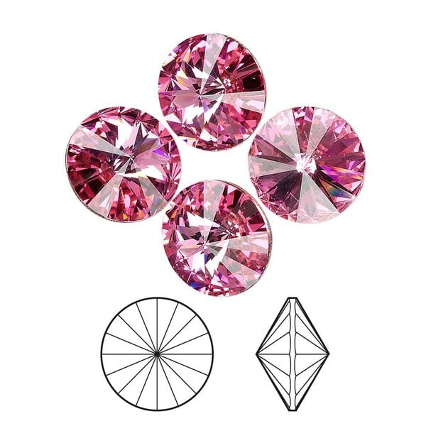 Chaton 144pk rose foil back, Swarovski&reg; 14mm rivoli 1122 image number 0