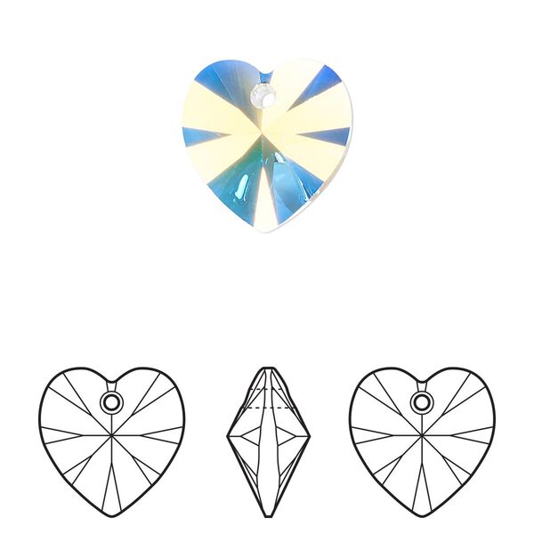 Drop 144pk crystal AB, Swarovski&reg; 14mm pendant heart 6228 image number 0