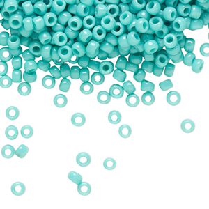 Seed bead, TOHO BEADS&reg;, glass, pkg/7.5g, #8 round, opaque turquoise (TR-08-55).