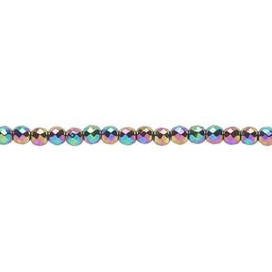Hemalyke&trade; 1pkg1, rainbow faceted round bead 15.5-16 inch 3mm