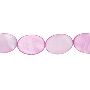 Mother-of-pearl shell 1pkg1, flat oval bead 15 inch light fuchsia 14x10mm