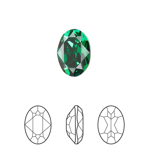 Fancy stone 1pk majestic green foil back, Crystal Passions&reg; 14x10mm oval 4120 image number 0
