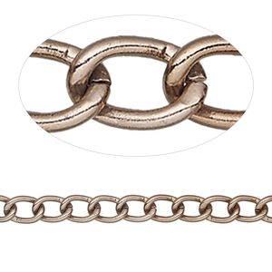 Chain 1pkg1 curb, 5mm, aluminum / anodized bronze 5 foot unfinished