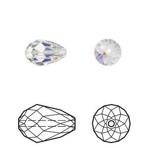 Bead 24pk crystal AB, Crystal Passions&reg; 12x8mm teardrop 5500