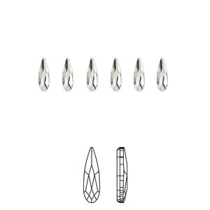 Flat back 6pk crystal foil back, Crystal Passions&reg; 6x1.7mm raindrop 2304