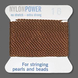 Thread, Griffin, nylon, brown, size #16. Sold per 2-meter card (approximately 78 inches).