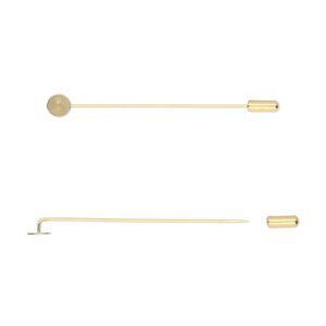 Hat pin 1pkg2 gold-finished, 2.75 inch / 8mm round flat pad / 10x4mm clutch , 18 gauge stainless steel / silicone