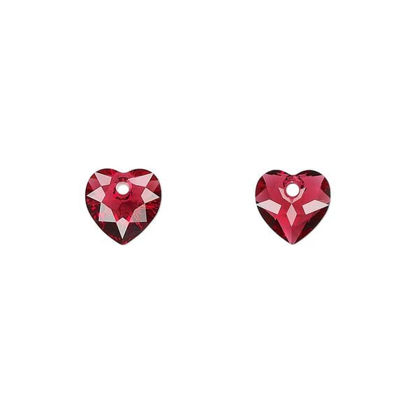 Drop 72pk scarlet, Swarovski&reg; 8mm pendant heart cut 6432 image number 0