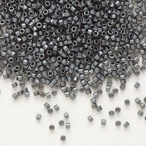Seed bead, Delica&reg;, glass, pkg/250g, #11 round, opaque matte metallic glazed luster slate (DB-0306).