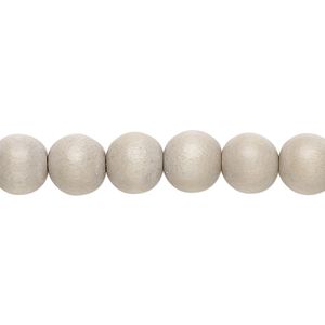 Bead 1pkg1, Taiwanese cheesewood (dyed / waxed), light grey, 7-8mm round, 15-1/2 to 16 inches.