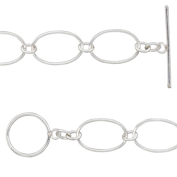 Chain 1pkg1 sterling silver-filled oval, 13mm / toggle clasp, 7.5 inch image number 0
