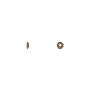 Bead cap, antique gold-plated brass, 3x1mm ribbed round, fits 3-4mm bead. Sold per pkg of 100.
