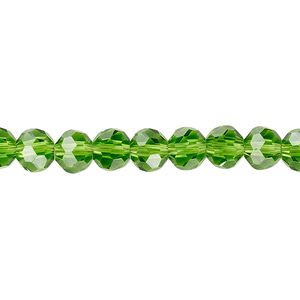 Bead 1pk 32 facets transparent green, Celestial Crystal&reg; 6mm round 15.5-16 inch