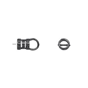 Crimp end 1pkg2 gunmetal-plated, 6.5x6mm tube / loop / 3.8mm inside diameter, brass