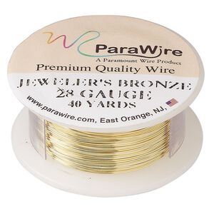 Wire, ParaWire&trade;, brass, jeweler's bronze, round, 28 gauge. Sold per 40-yard spool.