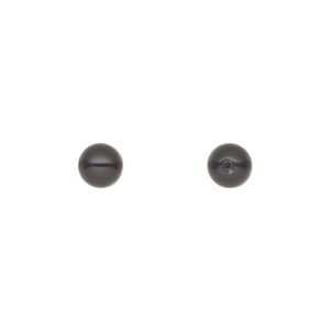 Pearl 10pk magic black, Preciosa Czech crystal 6mm half-drilled round
