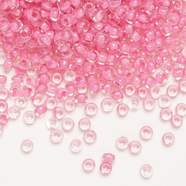 Seed bead, Dyna-Mites&trade;, glass 1pkg40g, #8 round, transparent inside dyed color dusty rose (208 8/0 RR) image number 0