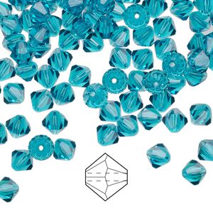Bead 24pk blue zircon, Preciosa Czech crystal 5mm bicone