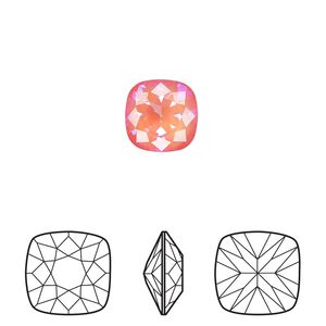 Fancy stone 1pk crystal ultra orange AB, Crystal Passions&reg; 10mm cushion 4470