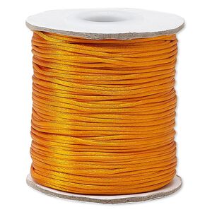 Cord, Satinique&trade;, satin, orange, 1mm mini. Sold per 200-foot spool.