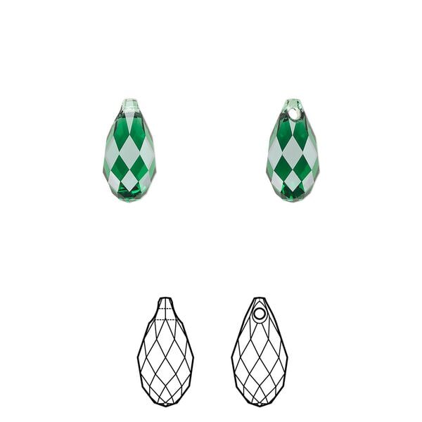 Briolette 24pk majestic green, Crystal Passions&reg; 11x5.5mm pendant drop 6010 image number 0