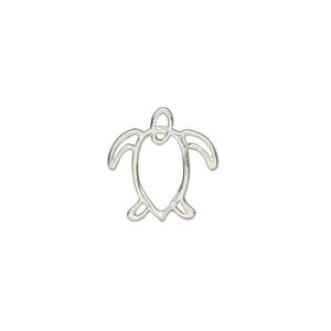 Charm Amoracast&reg; 1pkg1 sterling silver, 15x15mm double-sided open turtle