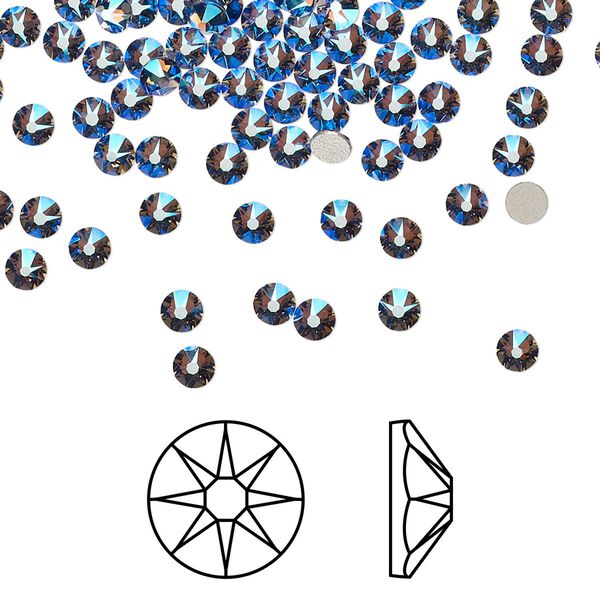 Flat back 1440pk tanzanite shimmer foil back, Swarovski&reg; 3-3.2mm rose round SS12 2088 image number 0