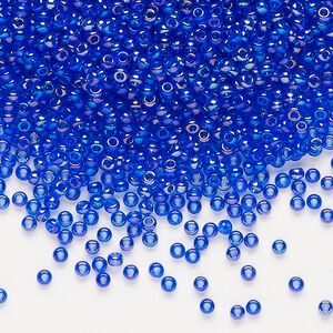 Seed bead, Preciosa Ornela Czech glass, pkg/50g, #11 rocaille, translucent rainbow medium blue, (31080).