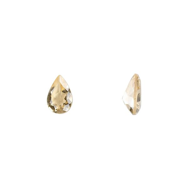 Citrine 1pkg1, hand-cut faceted pear gem 9x6mm image number 0