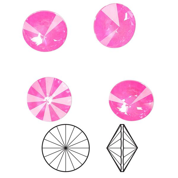 Chaton 144pk crystal electric pink ignite LacquerPRO, Swarovski&reg; 12mm rivoli 1122 image number 0