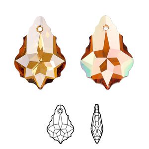 Drop 1pk crystal chili pepper, Crystal Passions&reg; 22x15mm pendant baroque 6090
