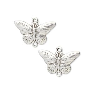 Link, sterling silver, 19x10mm butterfly. Sold per pkg of 2.