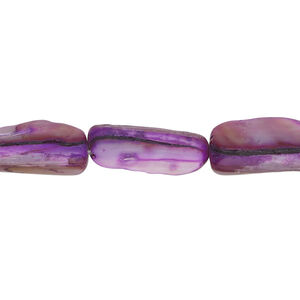 Mother-of-pearl shell 1pkg1, stick bead 15 inch dark purple and pink 17x7mm-19x11mm