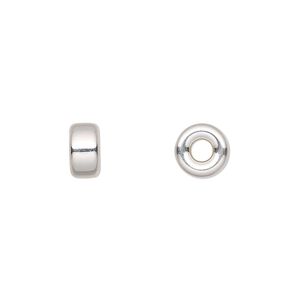 Bead 1pkg10 sterling silver, 8x4mm flat rondelle