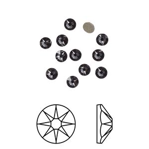 Flat back 1440pk graphite foil back, Swarovski&reg; 3-3.2mm rose round SS12 2088