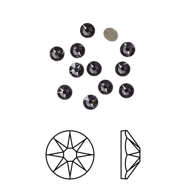Flat back 1440pk graphite foil back, Swarovski&reg; 3-3.2mm rose round SS12 2088 image number 0