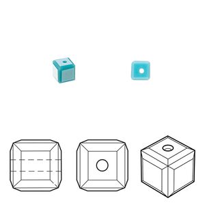 Bead 12pk turquoise, Crystal Passions&reg; 4mm cube 5601