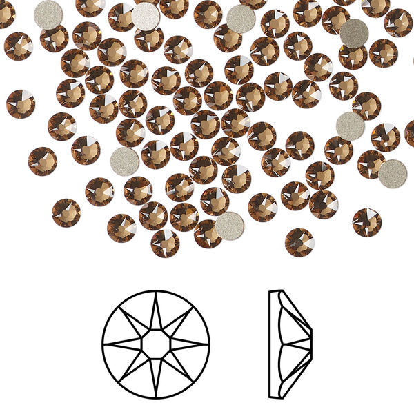Flat back 1pkg1440 light smoked topaz foil back, Swarovski&reg; ReCreated&trade;, 3-3.2mm rose round SS12 2088 image number 0