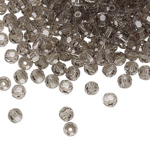 Bead 144pk black diamond, Preciosa Czech crystal 4mm round