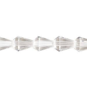 Bead, glass, crystal clear, 10x8mm faceted teardrop. Sold per 15-1/2 to 16-inch strand.