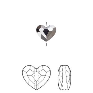 Bead 144pk crystal silver night 2X, Swarovski&reg; 8mm love 5741