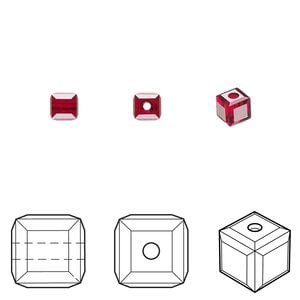 Bead 288pk Siam, Swarovski&reg; 4mm cube 5601