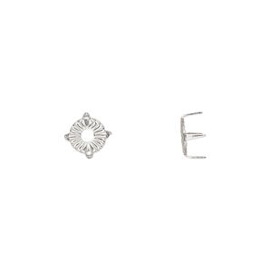 Rhinestone mount, imitation rhodium-plated brass, 6x3.5mm with SS30 rose or rose 4-prong tiffany setting. Sold per pkg of 100.
