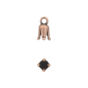 Cord end 1pkg2 copper-plated pewter, 8x5mm cone / 3mm inside diameter, antiqued / JBB Findings