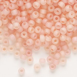 Seed bead, Dyna-Mites&trade;, glass 1pkg0.5kg, #6 round, translucent matte inside dyed color peppermint pink (212MA 6/0 RR)