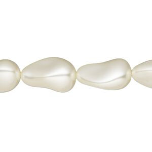 Pearl 100pk cream, Swarovski&reg; 16x11mm baroque drop 5843